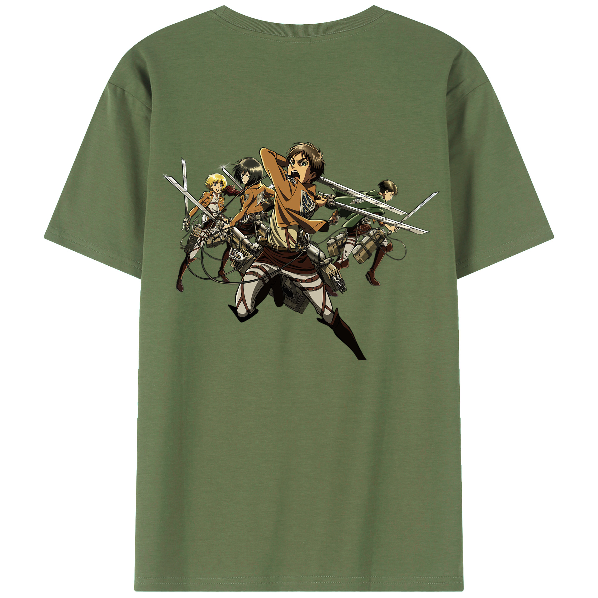 （画像用） 進撃の巨人 エレン･イェーガー Attack on Titan Eren Jäger 綿100％ メンズ半袖Tシャツ（バックプリント） 通気性